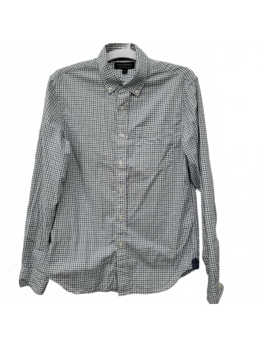 Banana Republic Men's Multi and White Gingham Shirt Small